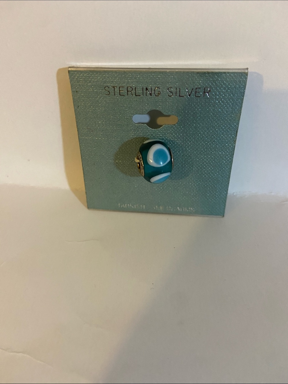 Teal & White Glass Bead Charm
